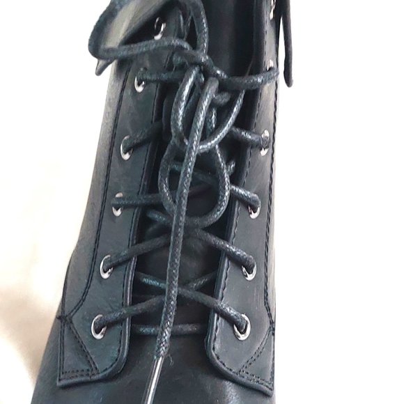 TOP Moda EC89 Womens Foldover Lace Up Low Chunky Heel Ankle Booties - Picture 7 of 10